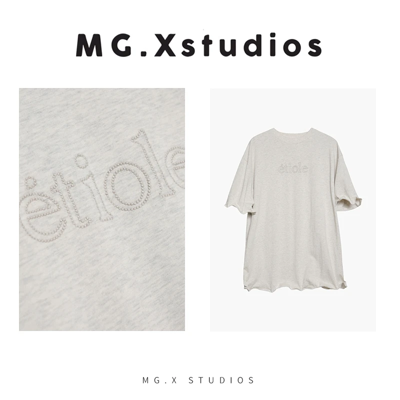 【街拍】MGX短袖字母刺绣T恤潮流时尚复古上衣M52A3497Z1GE