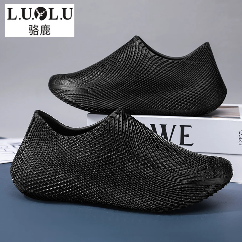 骆鹿全包洞洞鞋男夏季外穿防滑踩屎感男士工作厨师鞋防水防油雨鞋