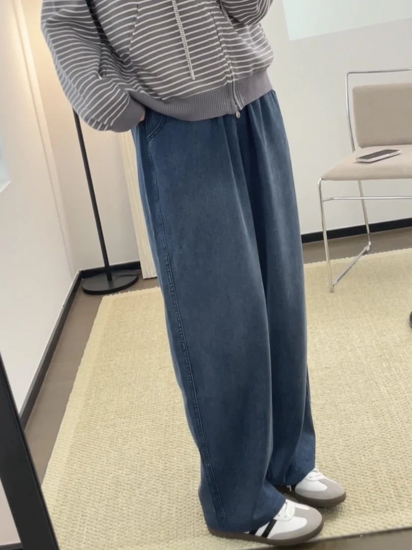 YANA牛仔炸街裤 初秋简约随性自然垂感设计牛仔长裤