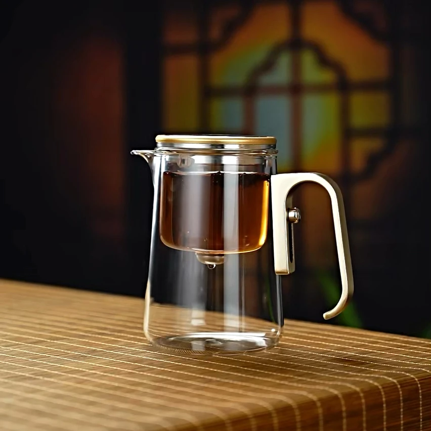 茶方圆一键磁吸喝茶飘逸杯玻璃茶具泡茶壶泡茶专用耐高温茶器耐热