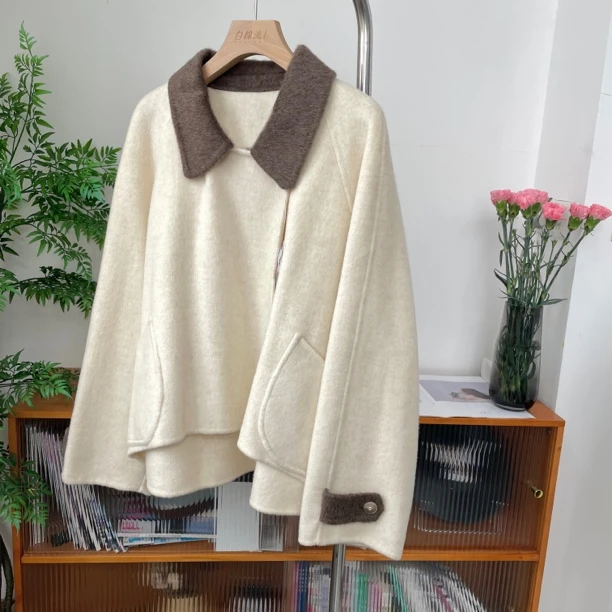 小个子短款手工双面羊绒大衣