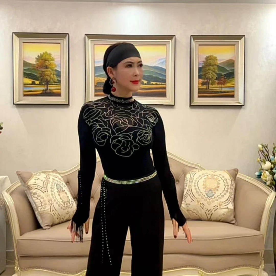 百搭重工黑色网红女士T恤拼接半高领长袖蕾丝常规秋冬上衣