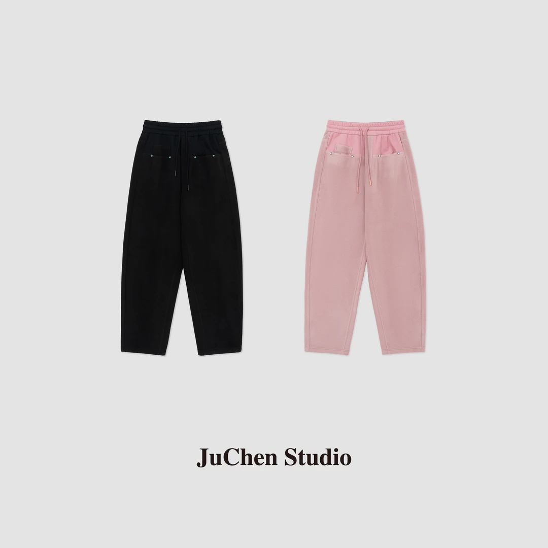 LIBOSHU“口碑款 重新定义”绿石扣双面颗粒绒解构保暖卫裤FW123423