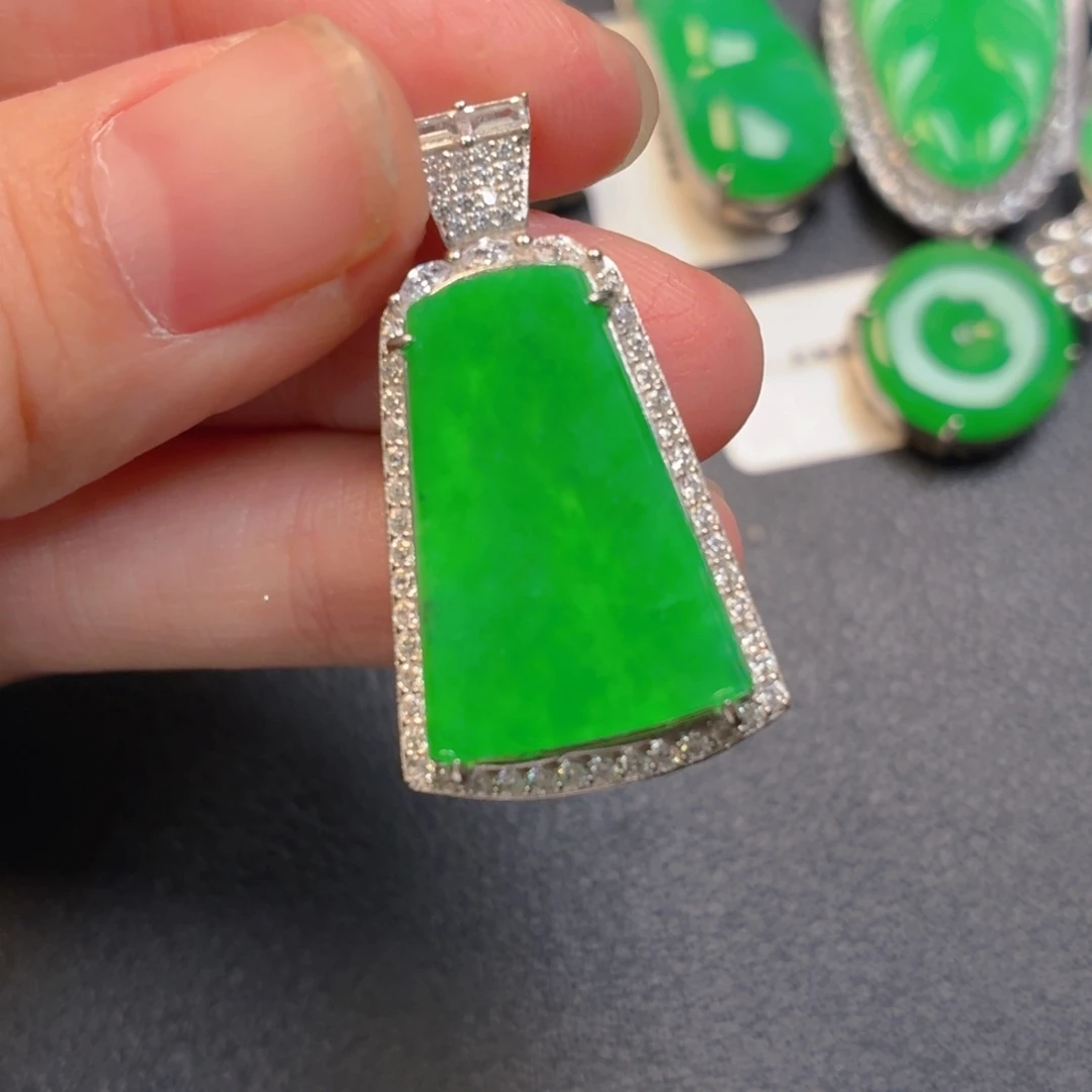 翡翠银S925镶嵌吊坠(不含链)
