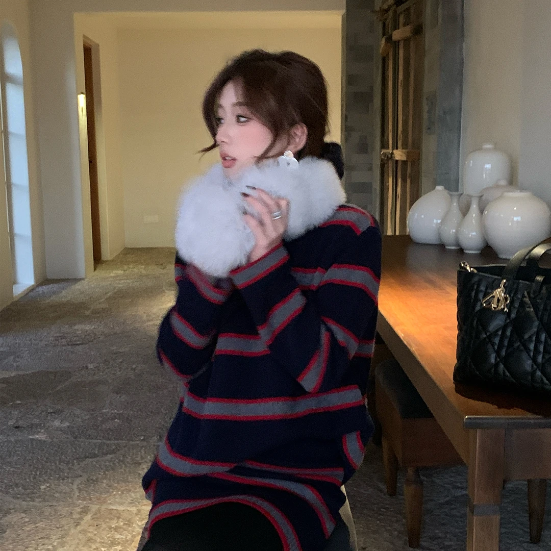 【浪漫定格】收藏级顶奢100羊毛老钱松弛感条纹撞色套装