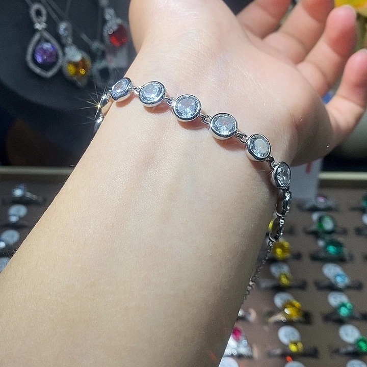 8银S925镶嵌钻石泡泡手链