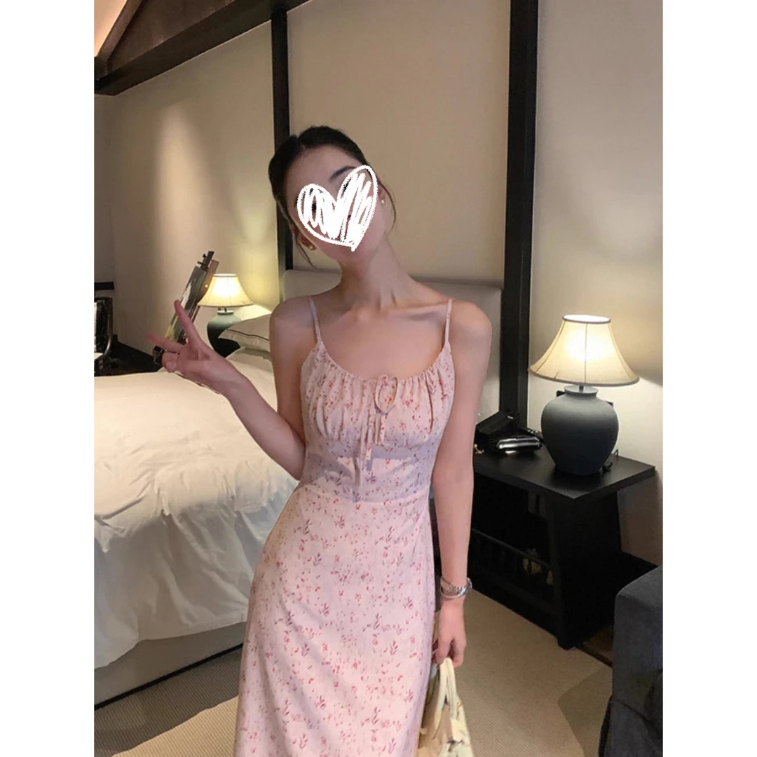 【邻家妹妹】高级感夏日显瘦碎花吊带连衣裙ZWY029