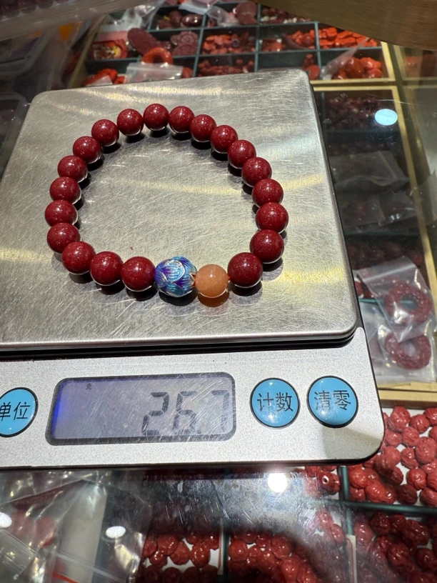 含辰砂工艺品天然辰砂朱砂手串26.7克