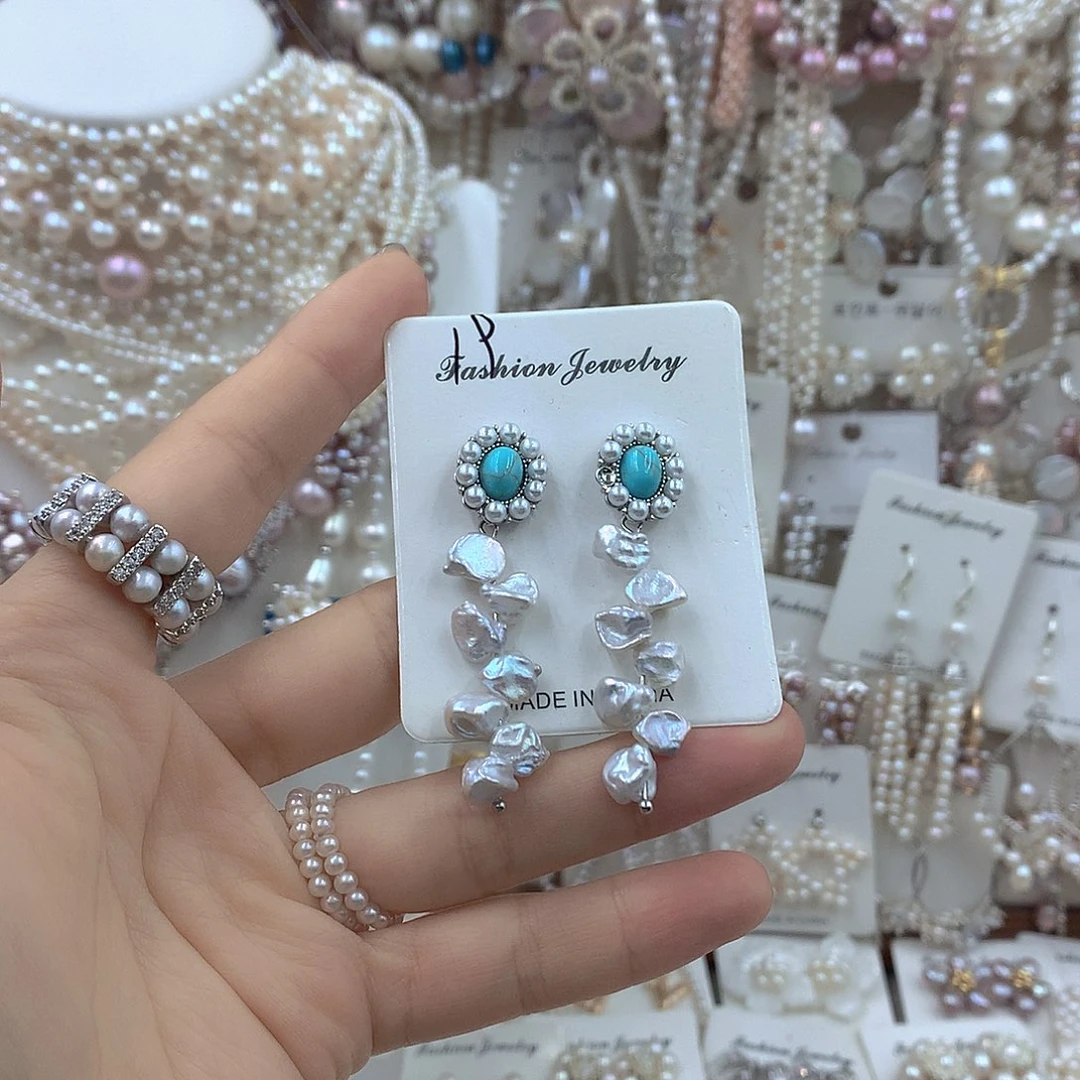 淡水珍珠耳饰银S925镶嵌