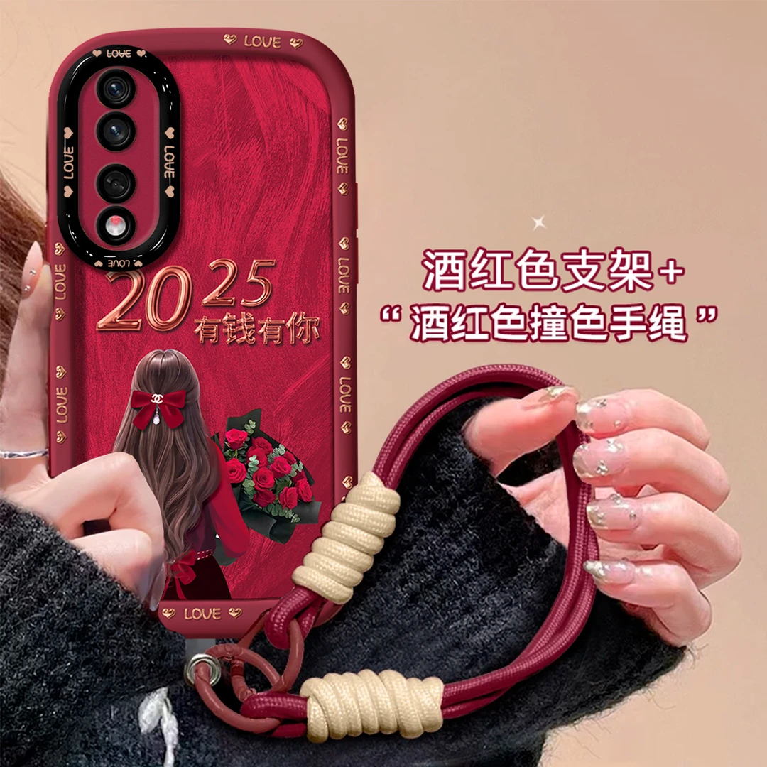 适用【荣耀90pro】2025有钱有你羽纱玫瑰女孩泡芙防摔全包手机壳