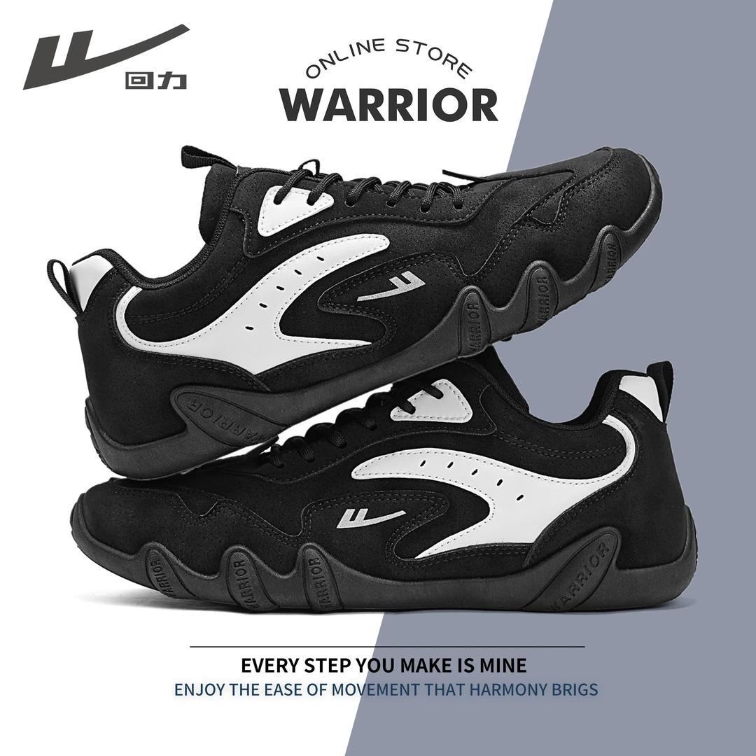 回力运动鞋男款2025秋季新款平底耐磨休闲百搭板鞋黑色薄款德训鞋