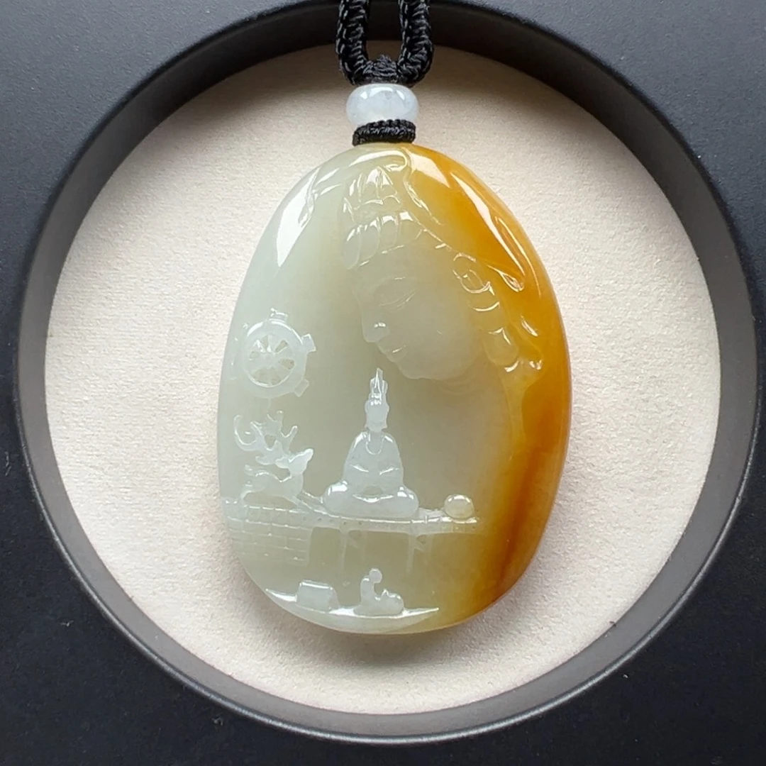 翡翠未镶嵌颈饰观音头