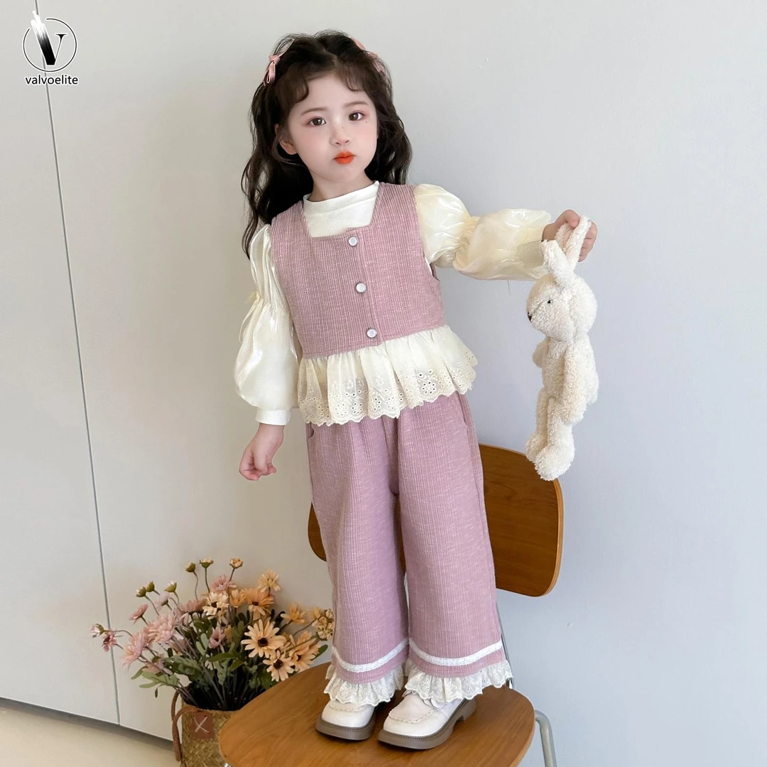 VALVOELITE女童2025秋新款洋派时髦休闲三件式西装宝宝衣服童装