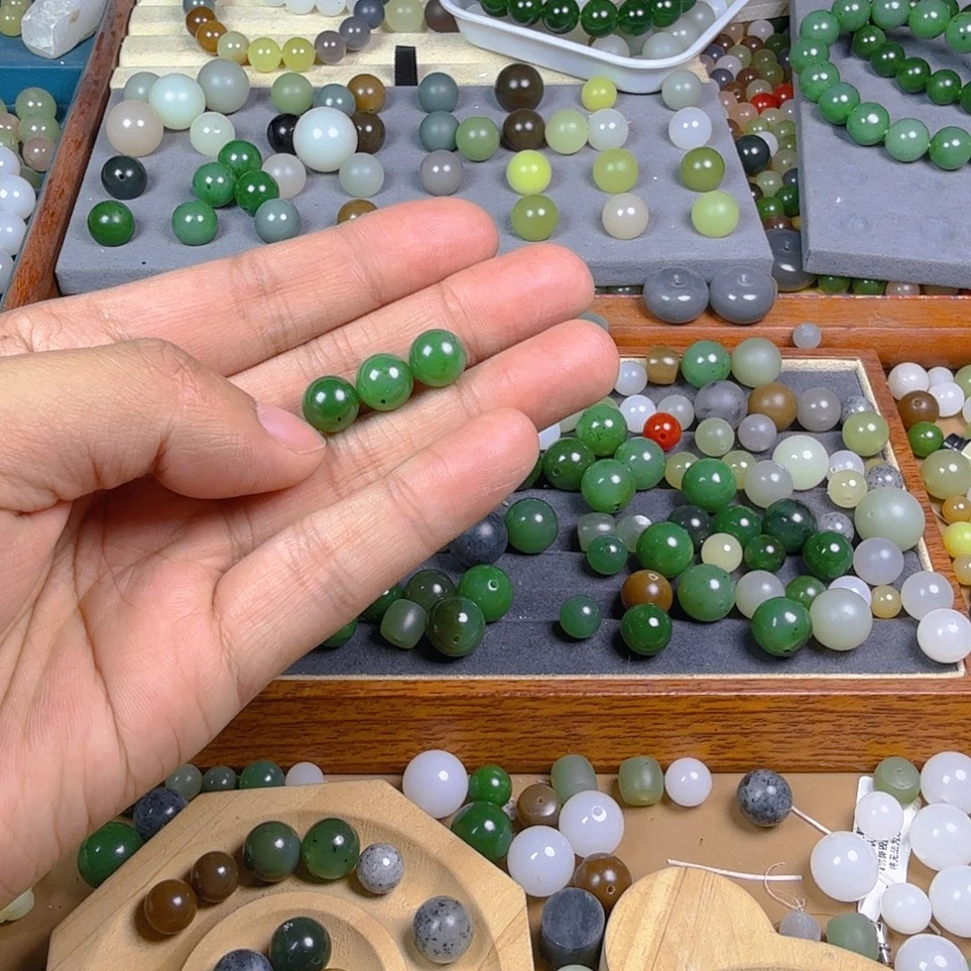 心***提和田玉未镶嵌手串卡10俄罗斯碧玉散珠