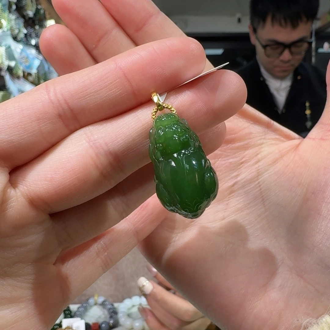 和田玉18K金镶嵌手链