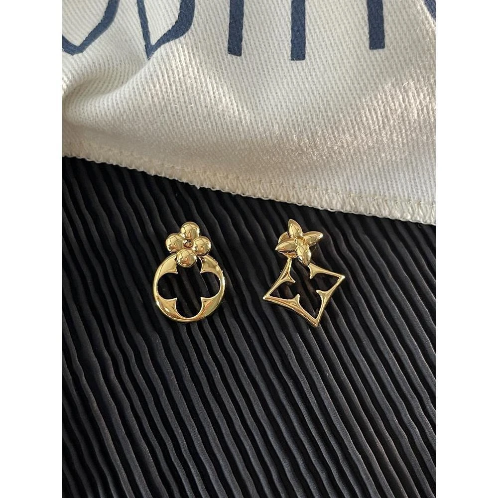 铜合金耳饰 镂空花朵耳钉小众设计感耳钉轻奢 法式花朵女生耳环