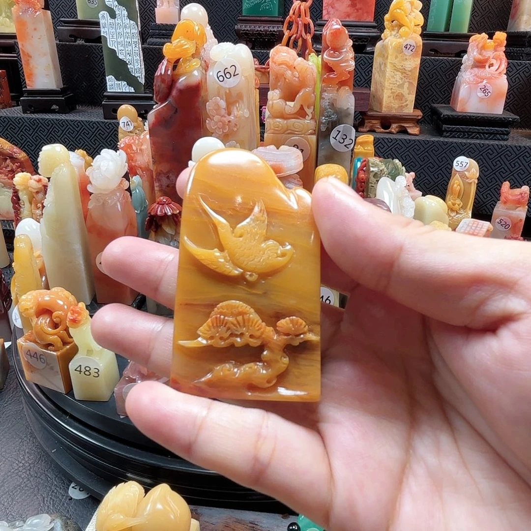 寿山石其他仙鹤扁章