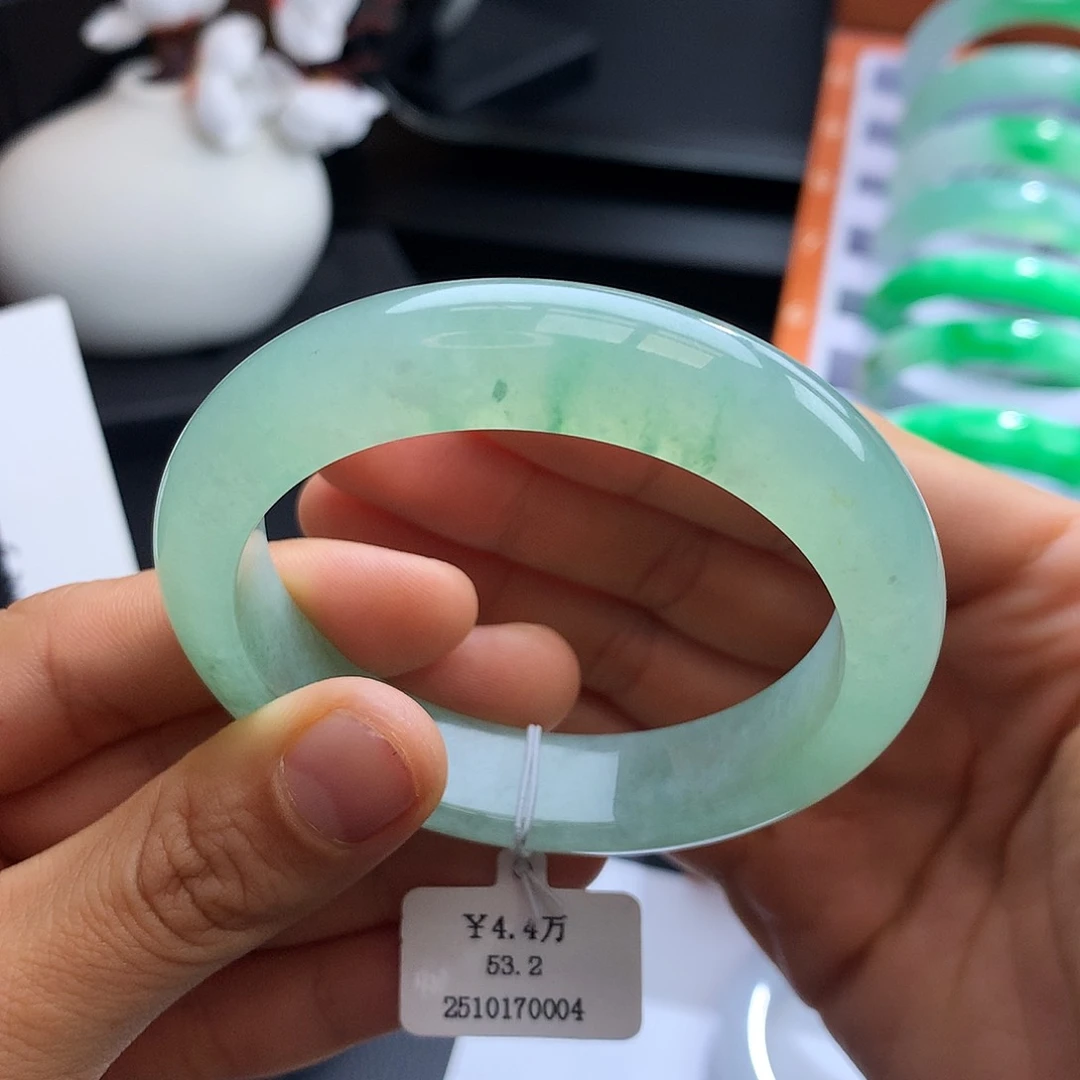 未镶嵌手镯翡翠54冰晴水飘花正圈