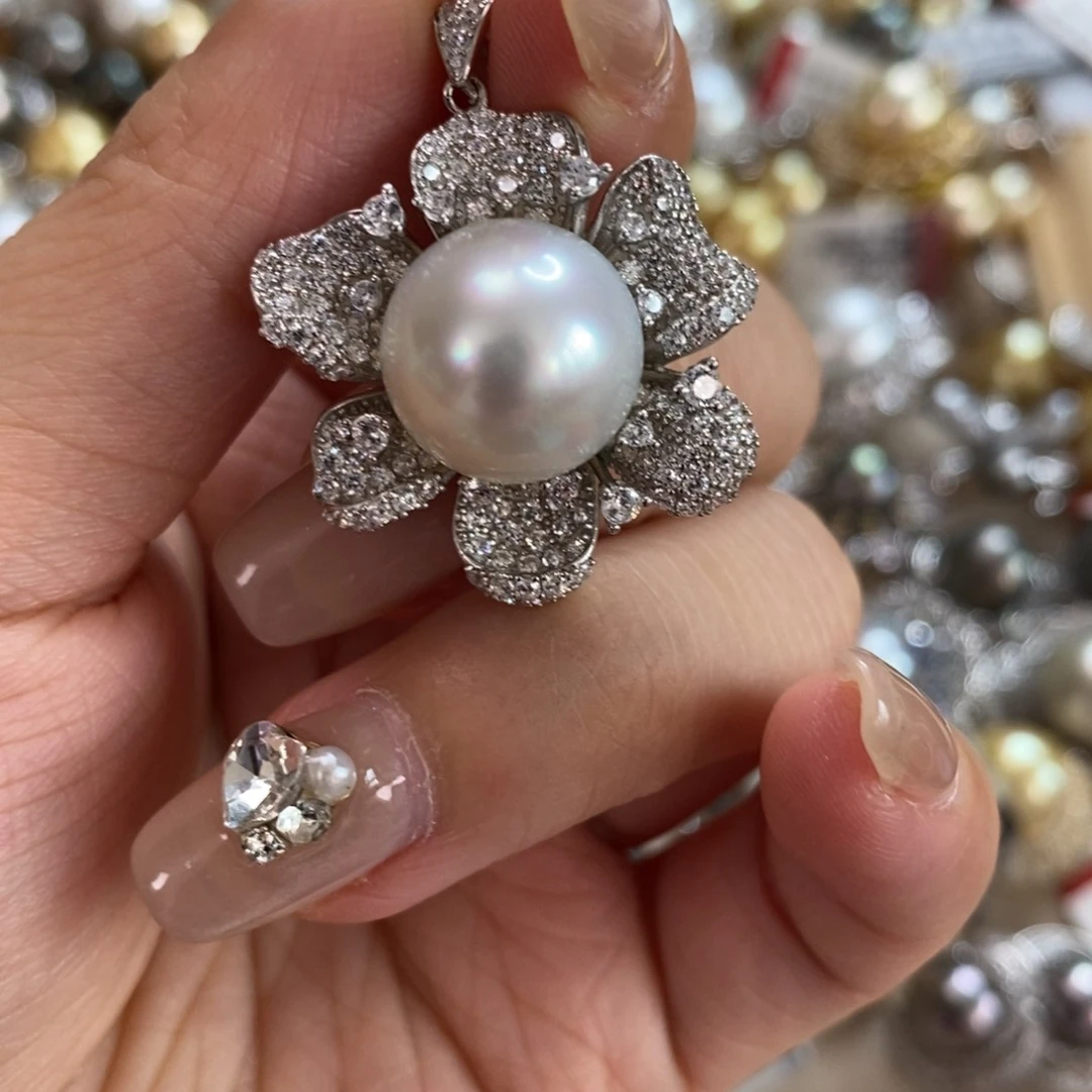 海水珍珠银S925镶嵌颈饰