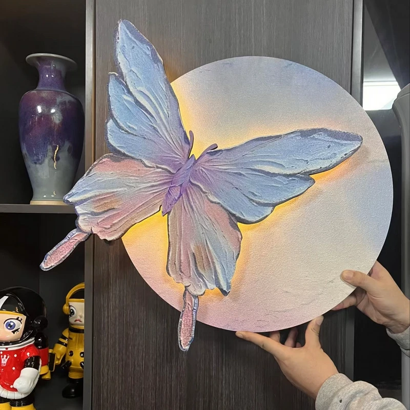 现代简约装饰画蝴蝶沙发背景挂画6060