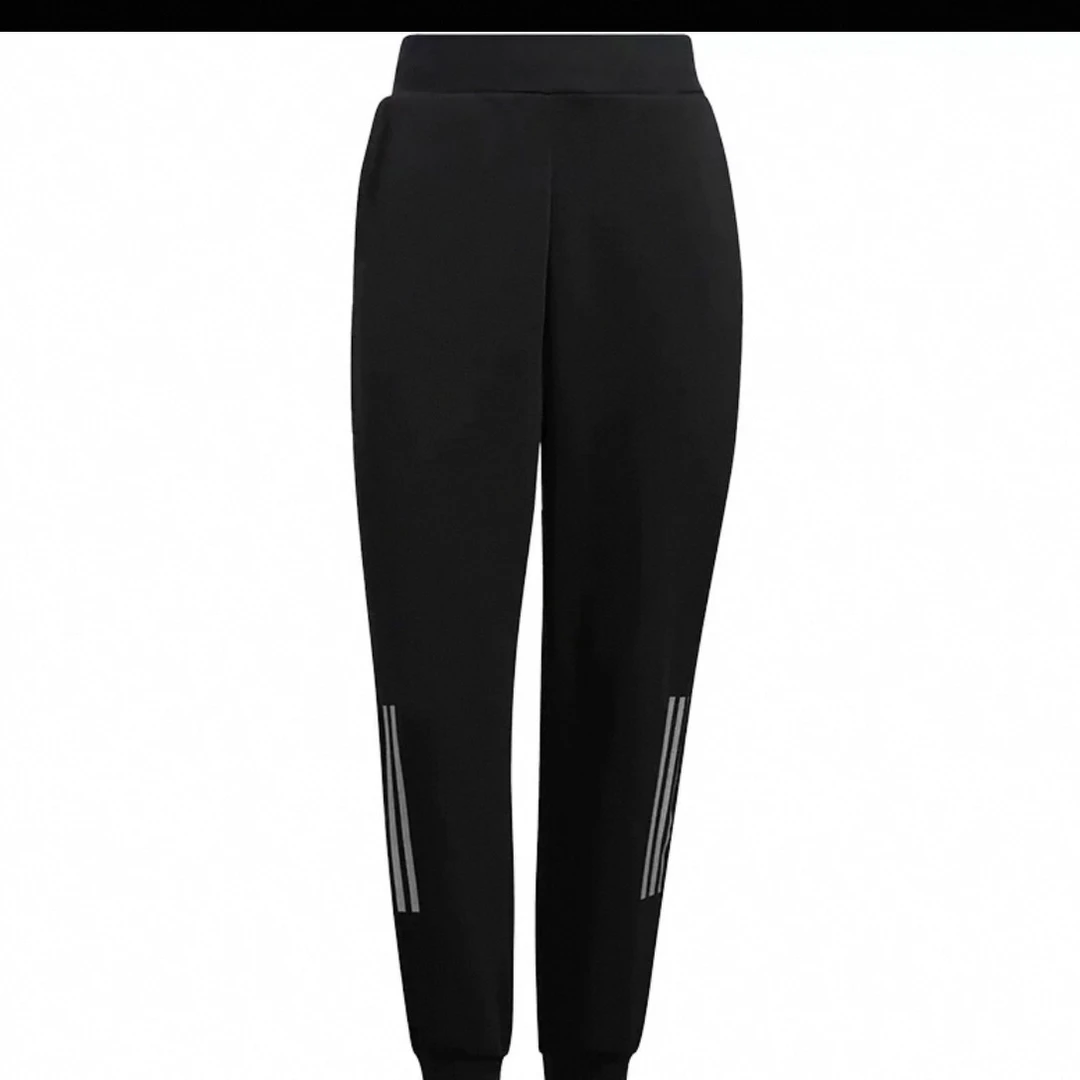 adidas 条纹图案松紧腰复古运动束脚运动裤 女款 黑色HM7098