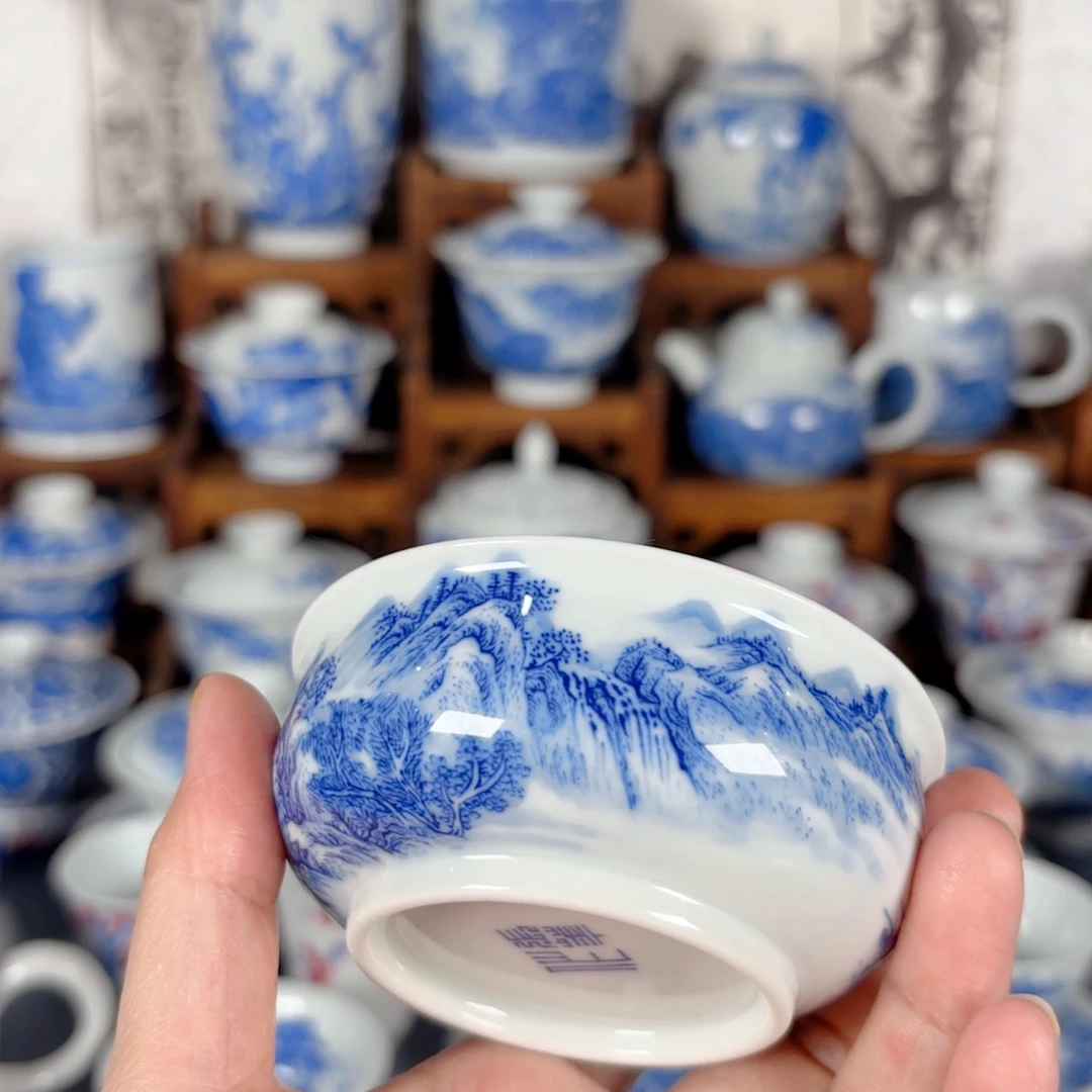 杯不****猫青花瓷器手绘作品杯