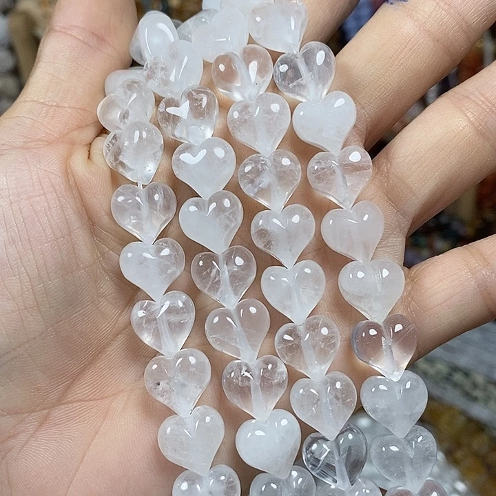 玛瑙/玉髓未镶嵌珠宝半成品天然白水晶屁桃卡12mm15颗