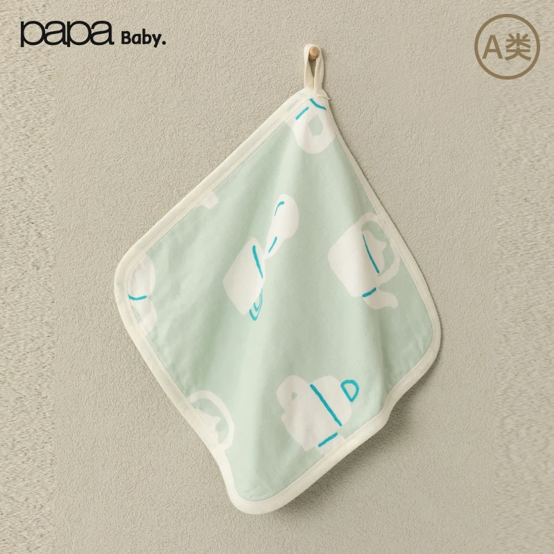 【竹棉】papa爬爬新品四季男女宝宝可爱方巾婴儿柔软贴肤