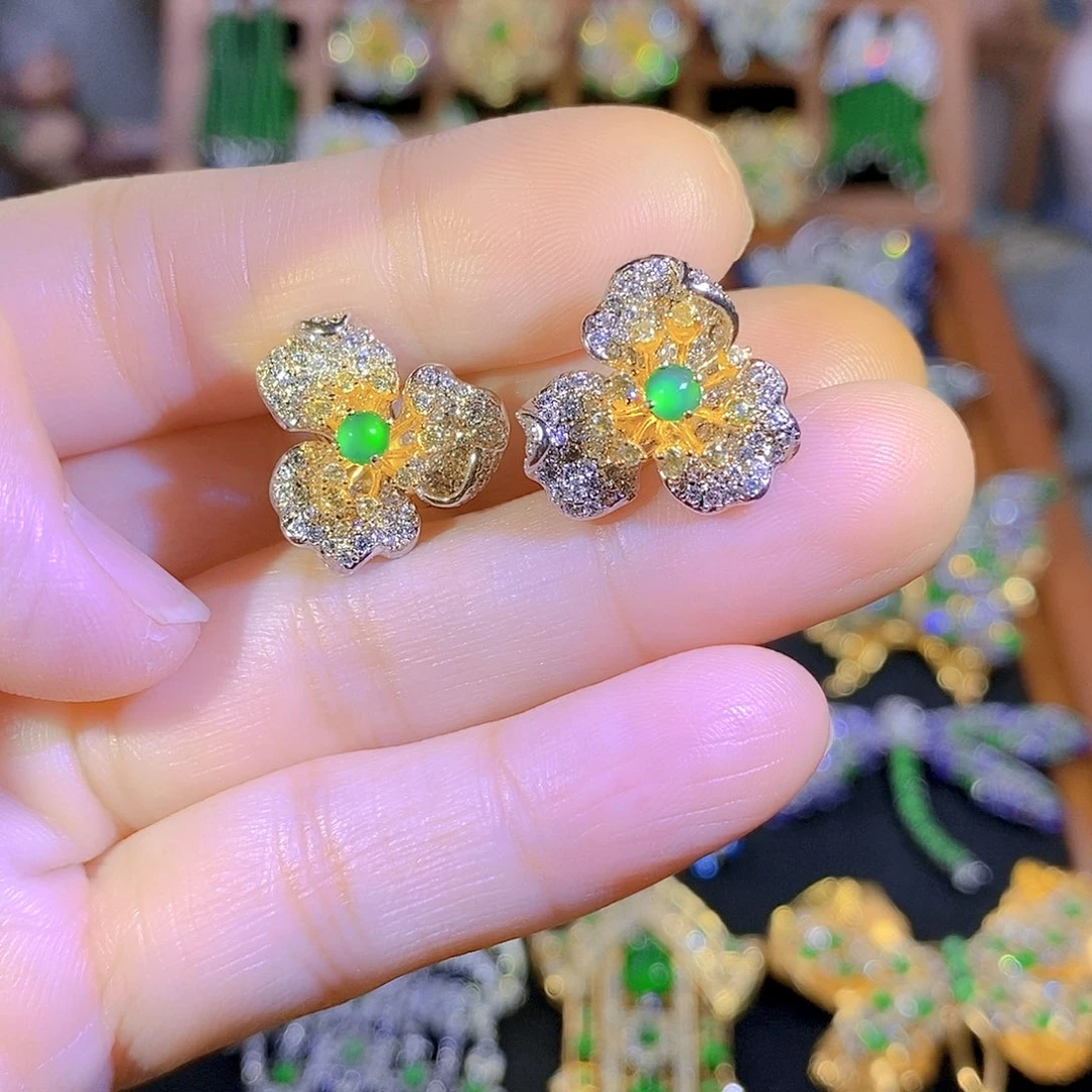 吊坠(不含链)银S925镶嵌翡翠