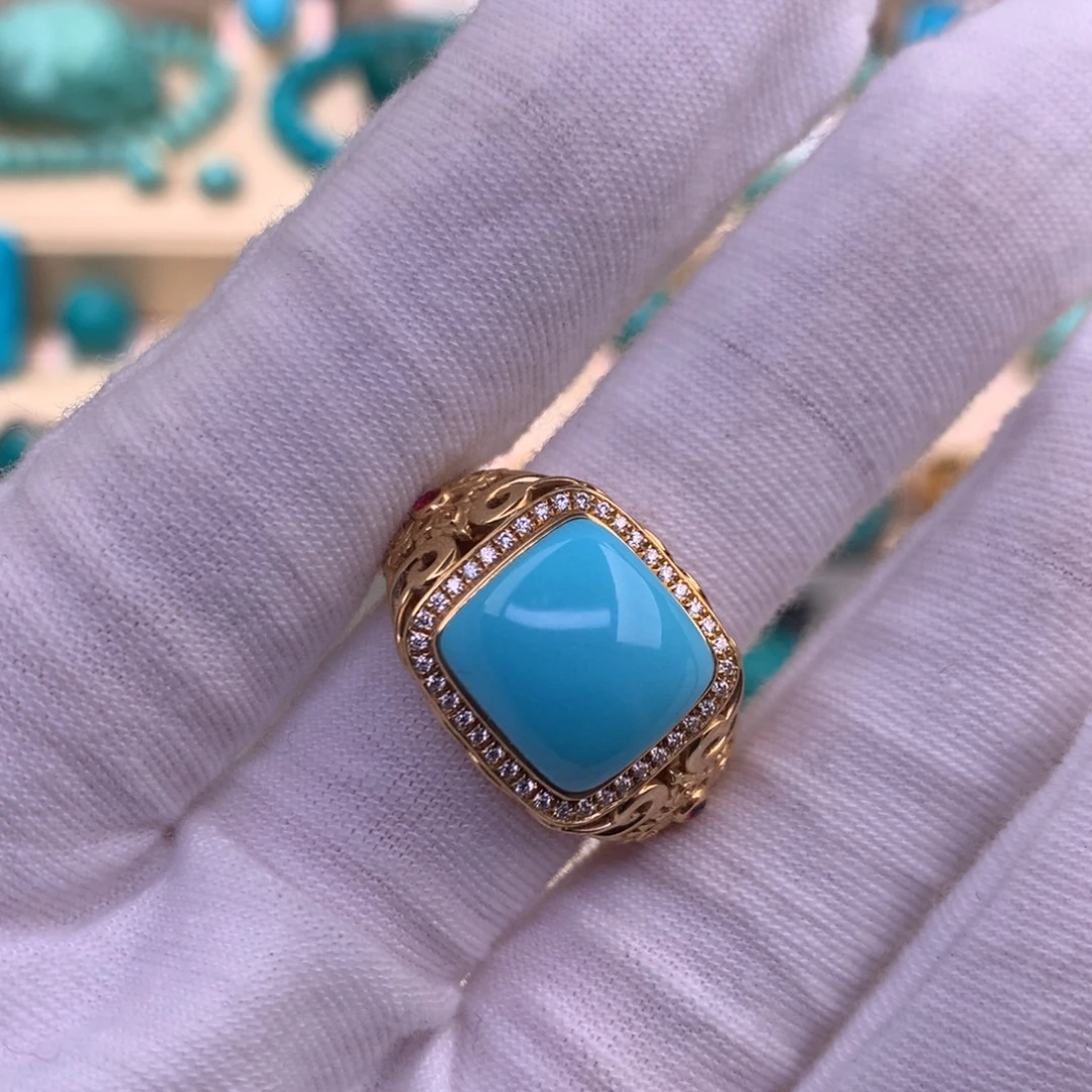 18K金镶嵌绿松石珠宝奇石