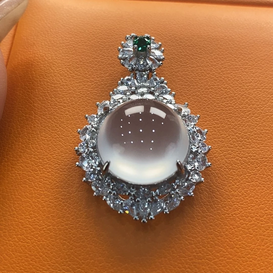 石英质玉吊坠(赠链)银S925镶嵌