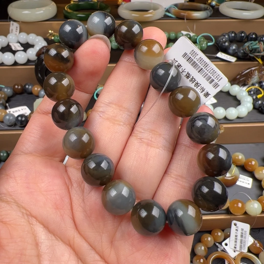 和田玉未镶嵌手链颗颗楼兰三色卡12