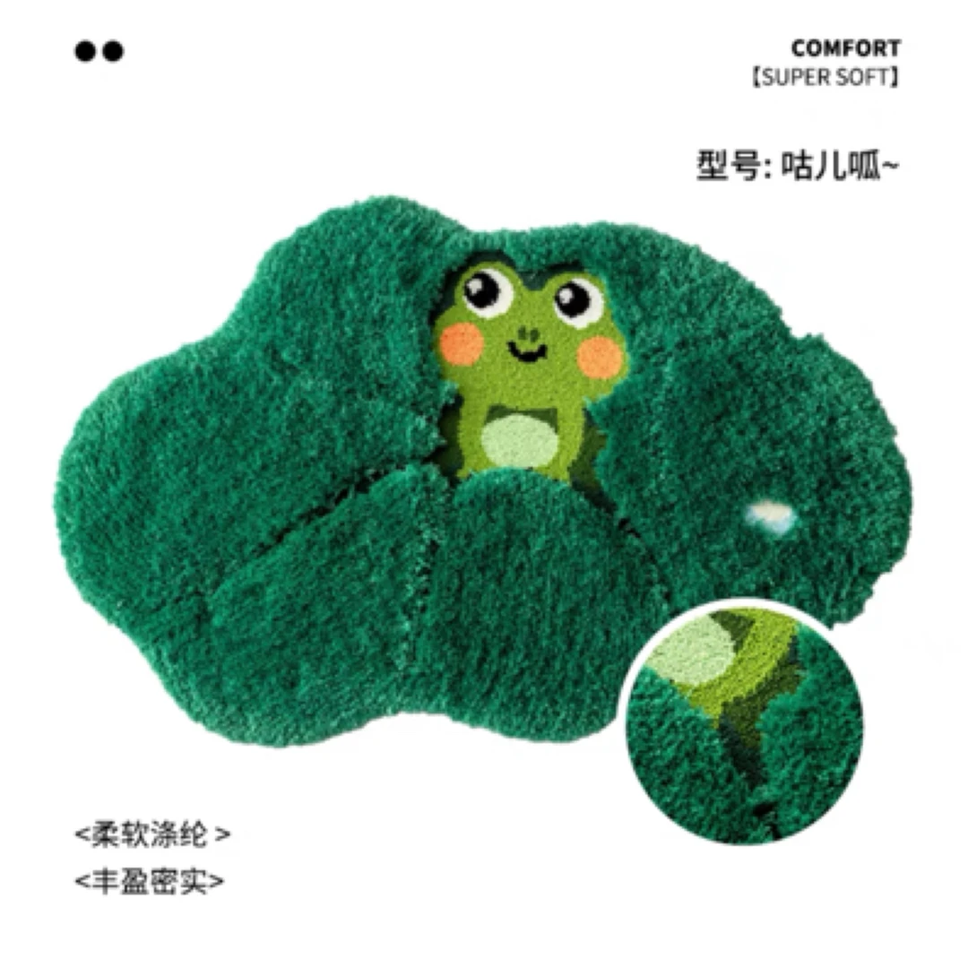 呱呱呱 阳光绿青蛙60*90 异形地毯