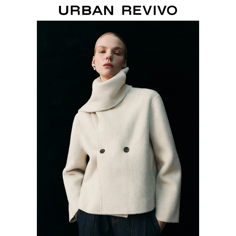 UR2025春季新款女装欧若风高智感围巾式设计感纽扣外套UYU150016