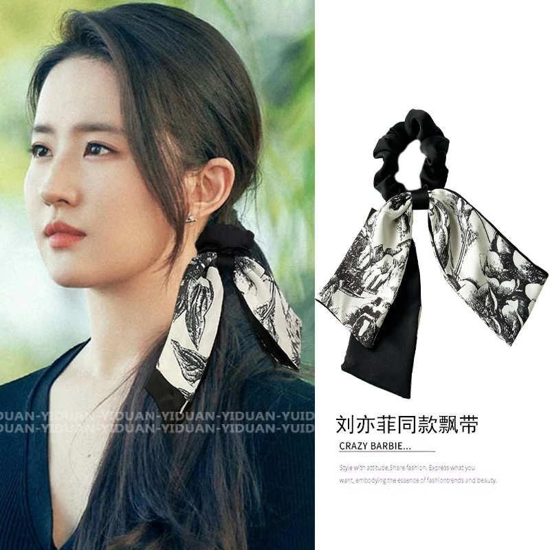 玫瑰的故事刘亦菲同款发带绑发扎马尾国风新中式大肠发圈飘带头饰