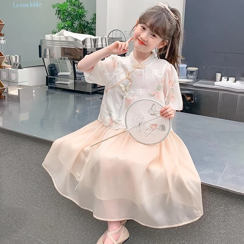 女童夏装连衣裙2025新款洋气儿童裙子夏季国风汉服中式公主裙套装