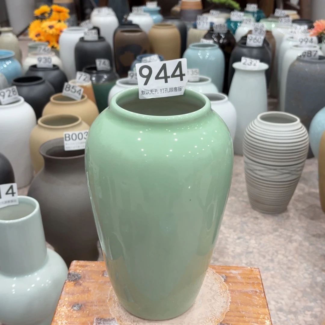 摆件瑕疵944 景安陶瓷花瓶高27口9.5