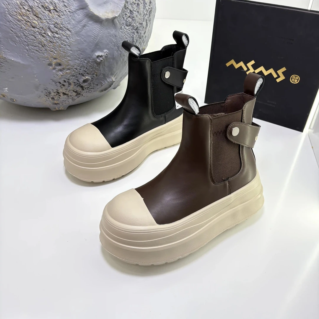 玛莎玛索绒里2925-1女鞋2025冬季新款时尚百搭厚底烟筒靴鞋