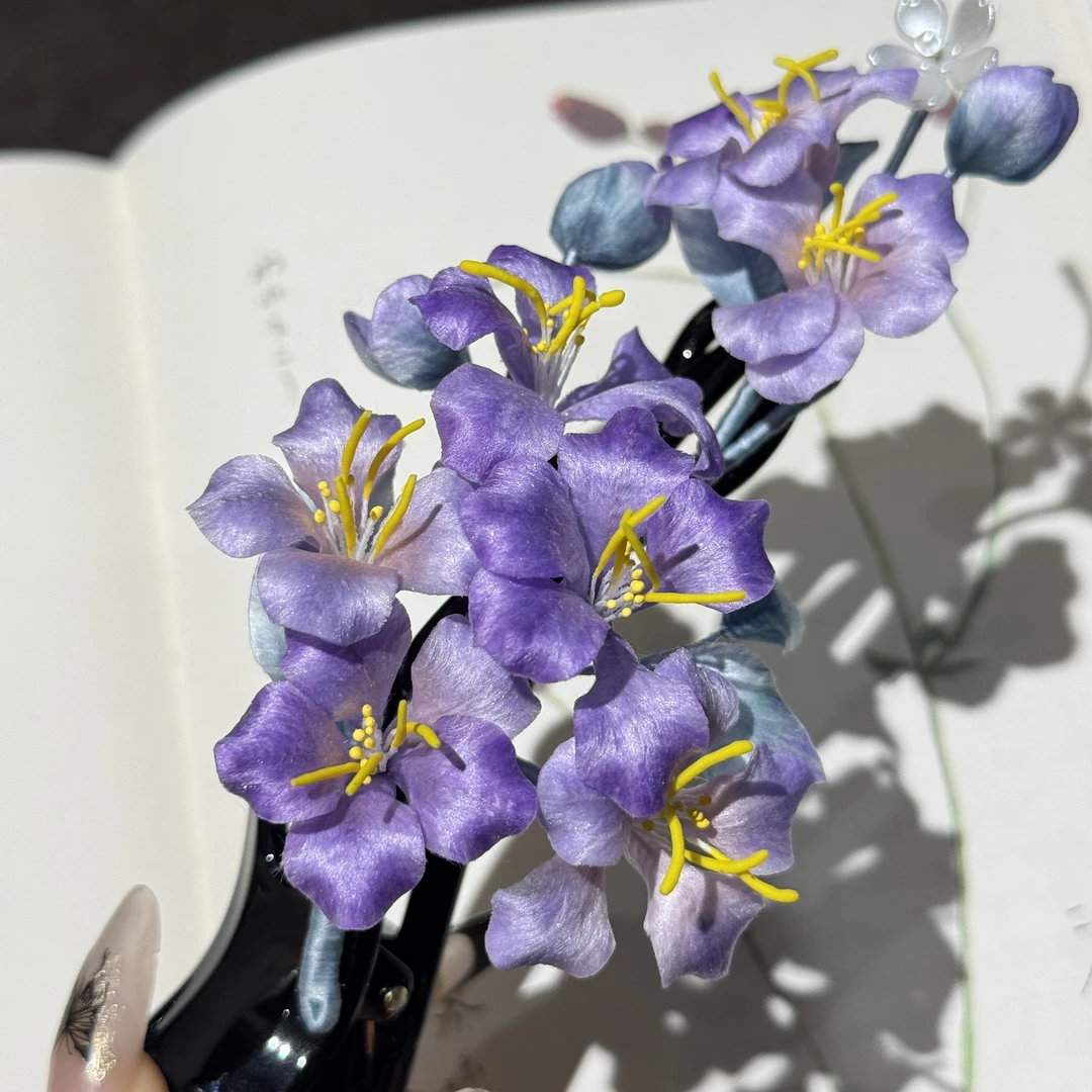 紫薇花 懒人夹 非遗手工艺发饰头饰日常百搭