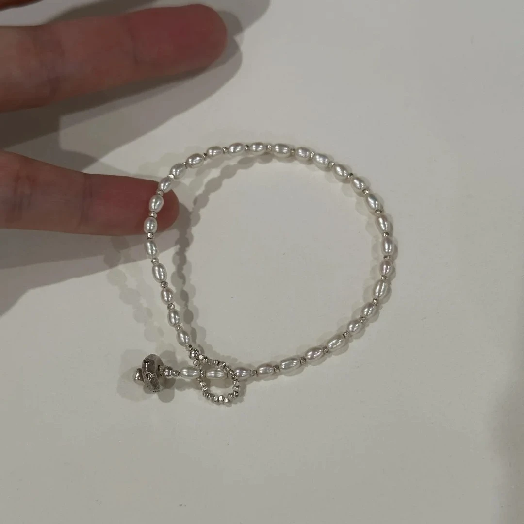 925银手链  百搭S925银米珠素款串珠手链简约风气法式清冷感手饰