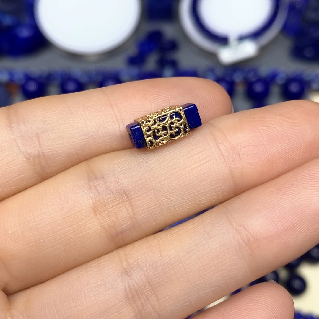 青金石银S925镀金镶嵌颈饰