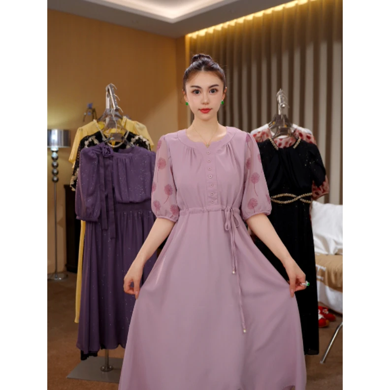 【现货+运费险】国风气质名媛连衣裙女2025夏季新款阔太太Q6733