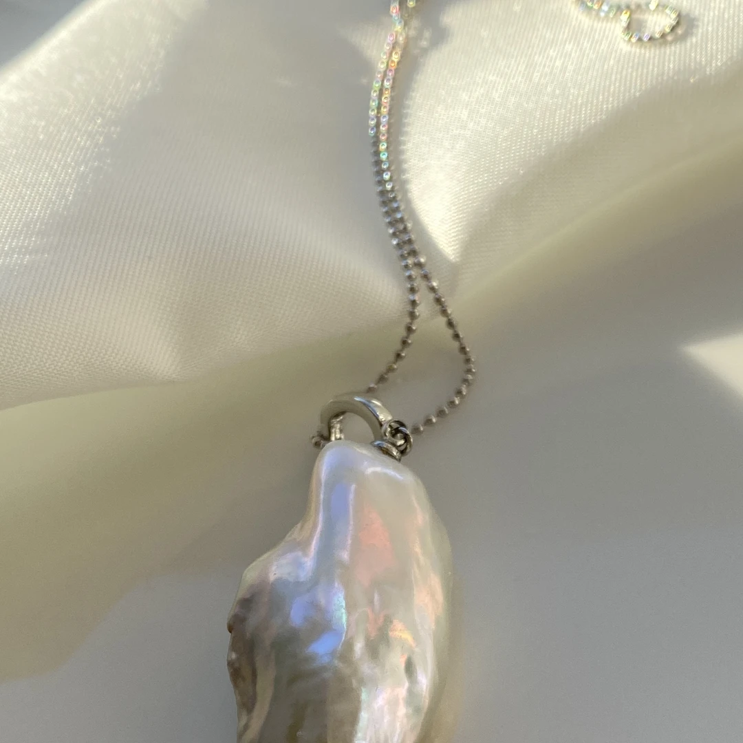 黎初合金16.7*30.6mm淡水珍珠无核巴洛克吊坠