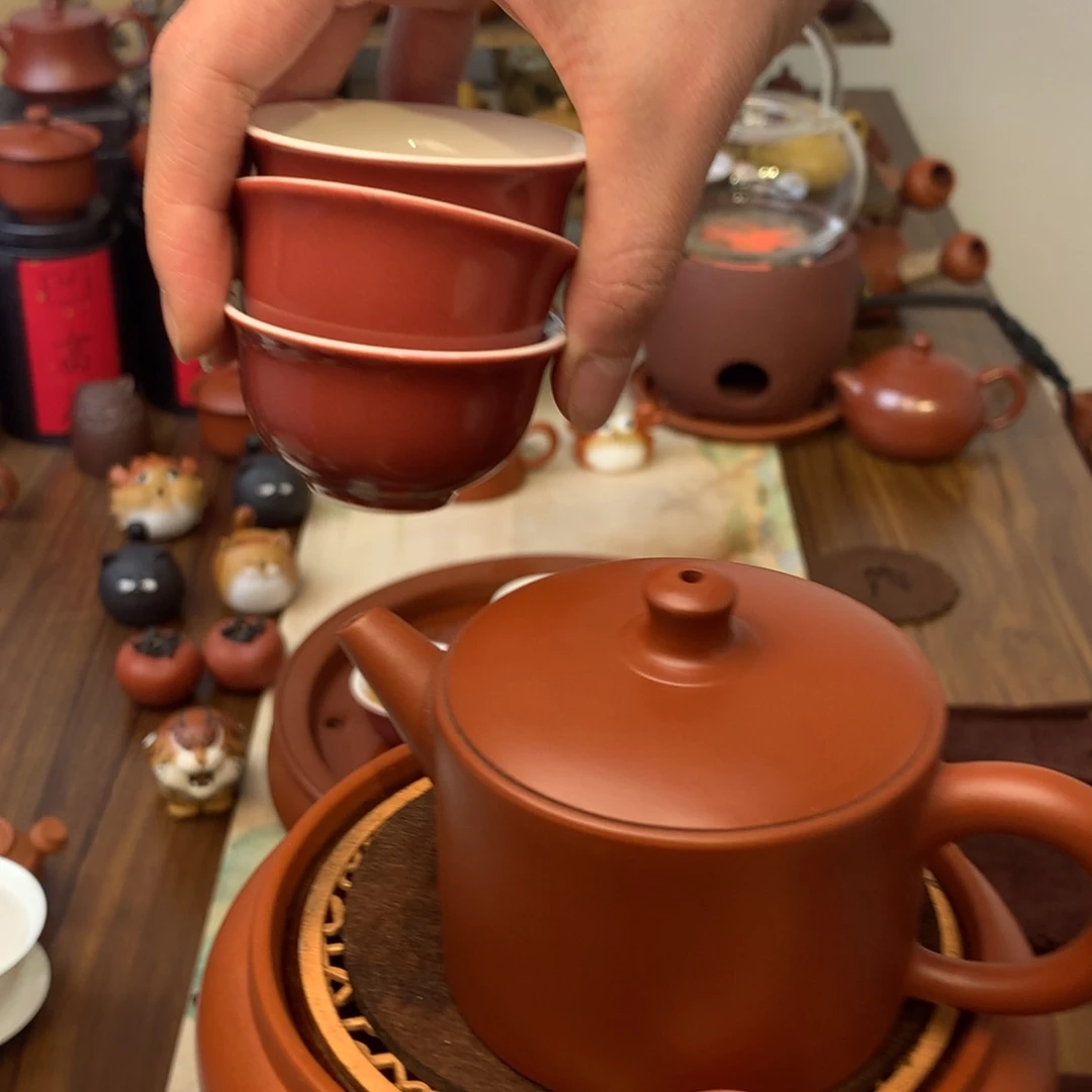 小号壶承➕汉瓦壶➕3故宫红42cc