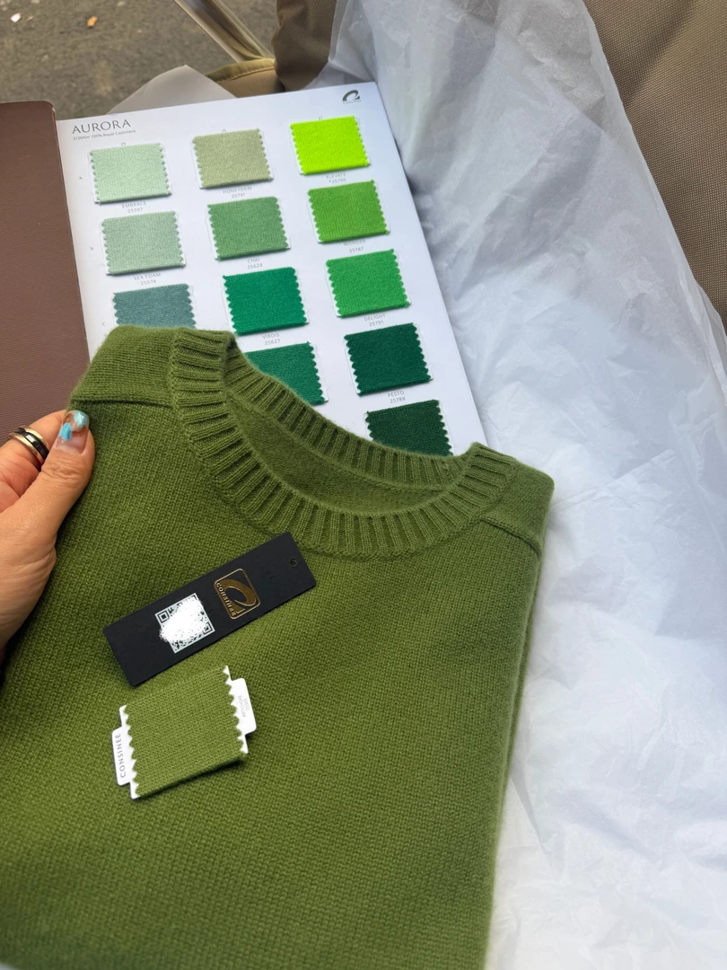 康赛妮Aurora纱线100纯山羊绒衫女圆领加厚套头马鞍肩针织毛衣