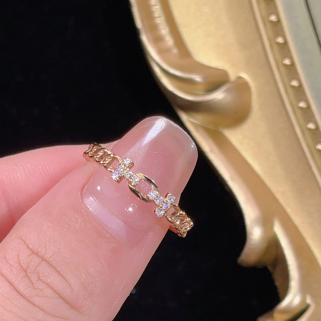 18K金镂空钻石女戒#天然南非真钻石简约18K金戒指#18K金钻石饰品