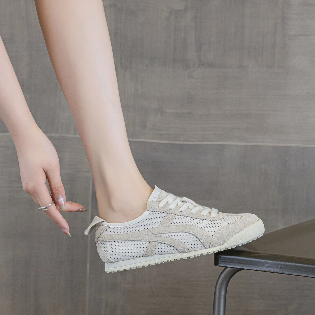 头层牛皮2025夏季透气镂空百搭平底软底鞋真皮时尚