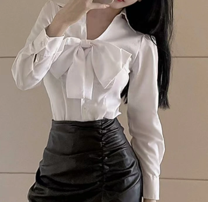 2073#收腰设计感长袖衬衣