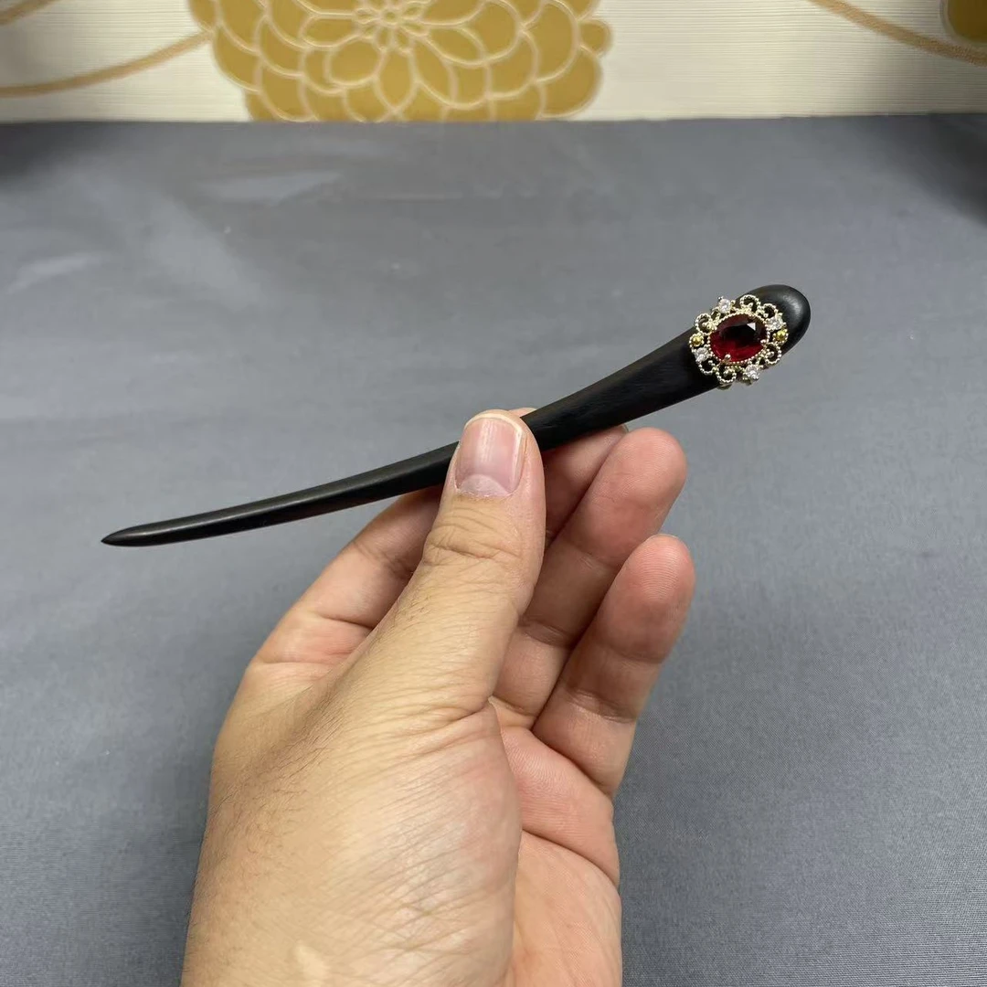 双面黑檀木发簪发钗新中式头饰发饰简约现代头饰发饰古风盘发簪子