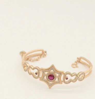 铜合金合成锆石手镯 M053 新年福禄手镯